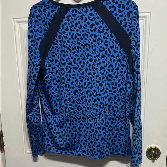 Blue Leopard Print Long Sleeve Top - Picture 2 of 5